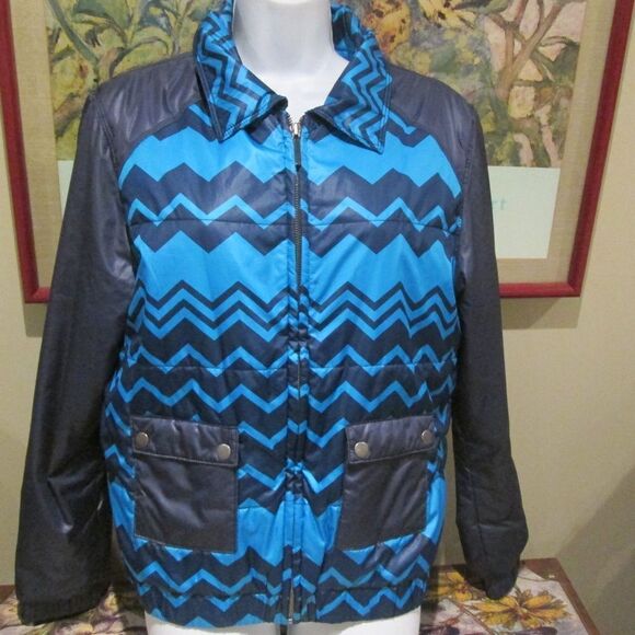 Missoni Target Puffer Jacket Blue signature Missoni Zig Zag Print pockets too! - Picture 5 of 8